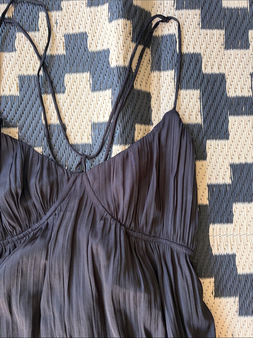 Anthropologie Black Pleated Maxi w/ Side Slits and adjustment back tie